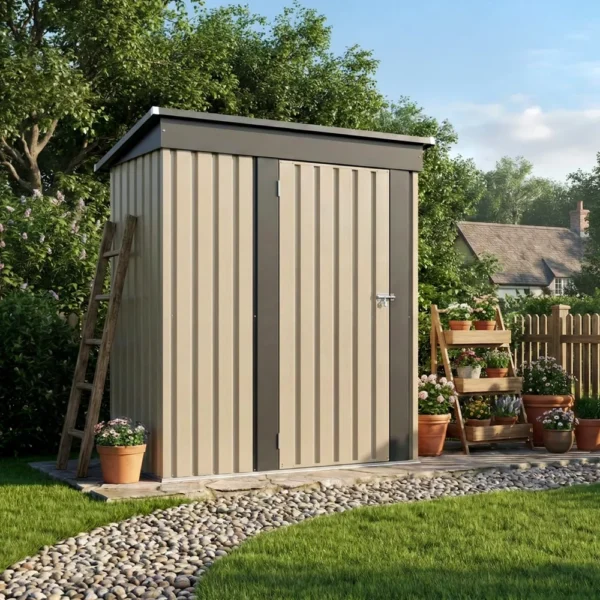 Patiowell 5x3 Metal Shed with Floor Frame, Brown