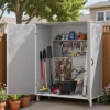 5x3_plastic_shed_with_lockable_door_gray_scene Patiowell 5x3 Plastic Outdoor Storage Shed with Lockable Door, Gray